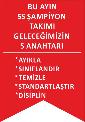 Bu Ayın 5S Şampiyon Takımı — Geleceğimizin 5 Anahtarı uyarı levhası