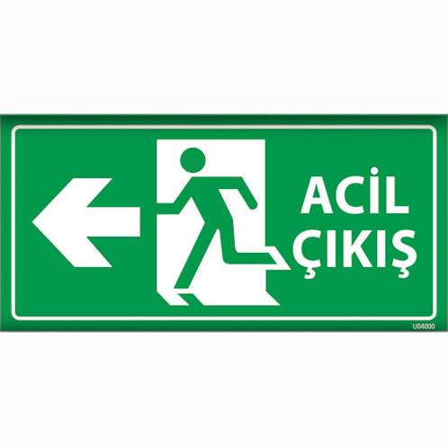 Acil Çıkış Sol Ok uyarı levhası