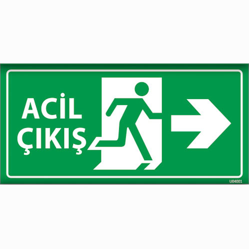 Acil Çıkış Sağ Ok uyarı levhası