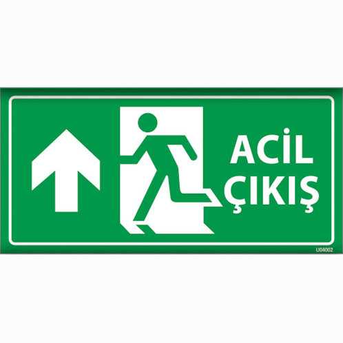 Acil Çıkış Yukarı Ok uyarı levhası
