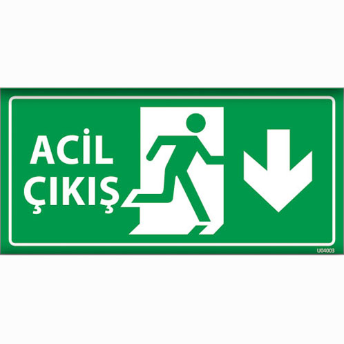 Acil Çıkış Aşağı Ok uyarı levhası