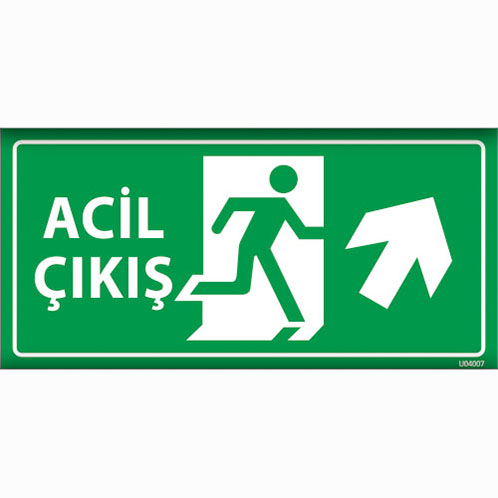 Acil Çıkış Sağ Yukarı Ok uyarı levhası