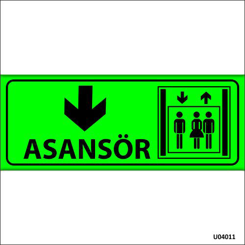Asansör Aşağı Ok uyarı levhası