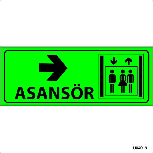 Asansör Sağ Ok uyarı levhası