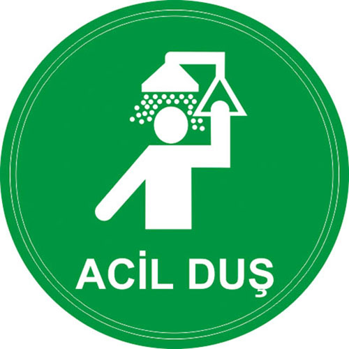 Acil Duş uyarı levhası