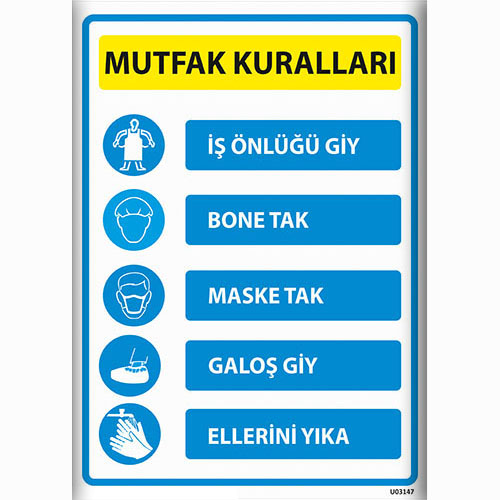 Mutfak Kuralları uyarı levhası