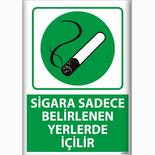 Sigara Sadece Belirlenen Yerlerde İçilir uyarı levhası