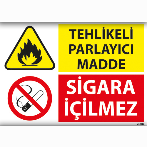 Tehlikeli Parlayıcı Madde Sigara İçilmez uyarı levhası