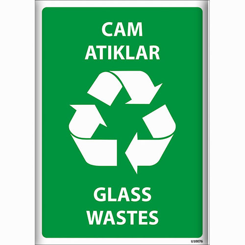 Cam Atıklar uyarı levhası
