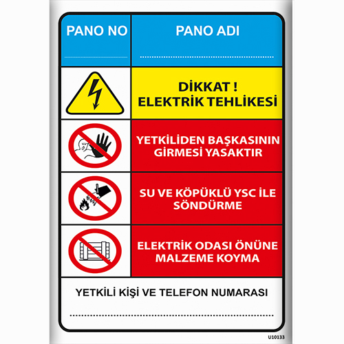 Dikkat Elektrik Tehlikesi uyarı levhası