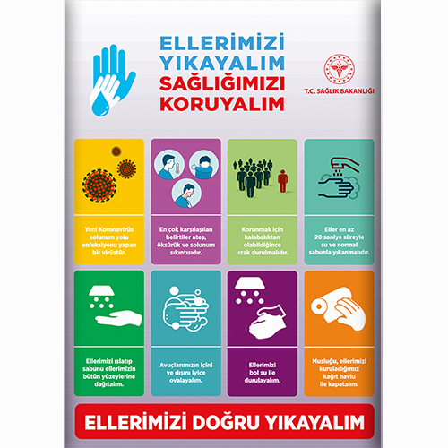 Ellerimizi Yıkayalım Sağlığımızı Koruyalım uyarı levhası