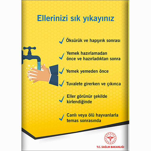 Ellerinizi Sık Yıkayınız uyarı levhası