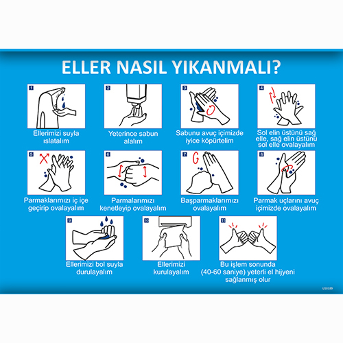 Eller Nasıl Yıkanmalı uyarı levhası