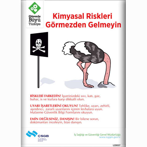 Kimyasal Riskleri Görmeden Gelmeyin uyarı levhası