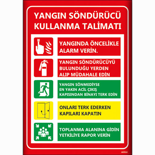 Yangın Söndürücü Talimatı uyarı levhası