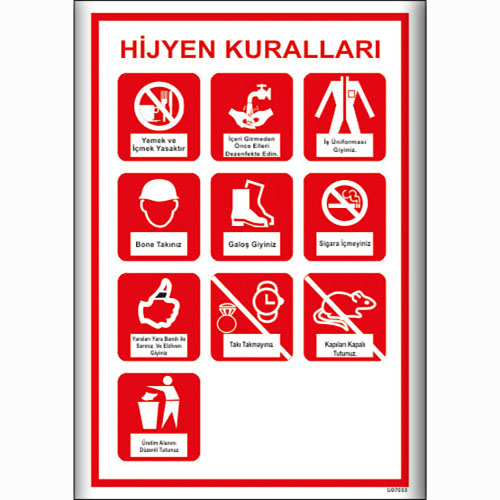 Hijyen Kuralları Talimatı uyarı levhası