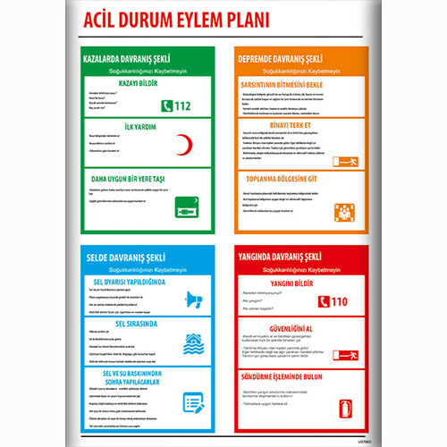 Acil Durum Eylem Planı Talimatları uyarı levhası