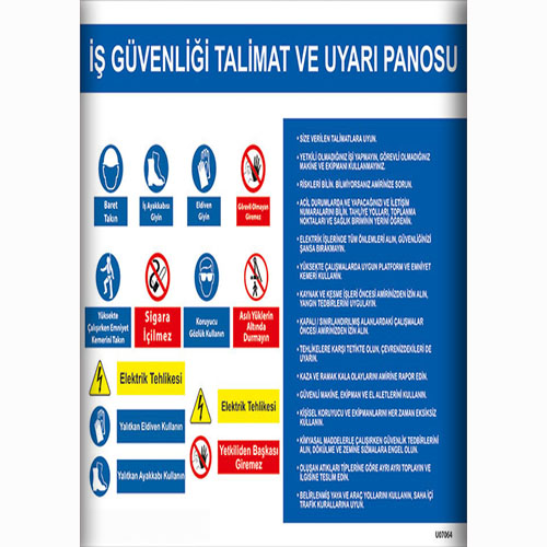 İş Güvenliği Talimatı Uyarı Panosu Talimatları uyarı levhası