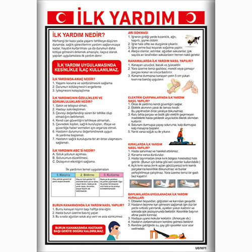 İlk Yardım Talimatları uyarı levhası