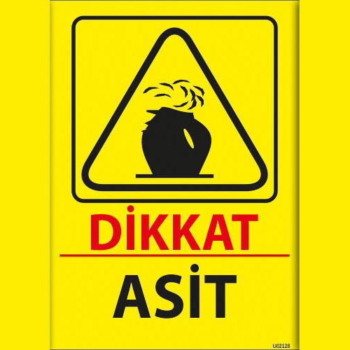 Dikkat Asit uyarı levhası