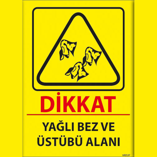 Dikkat Yağlı Bez ve Üstübü Alanı uyarı levhası