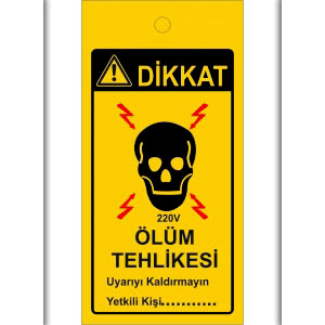 220 Volt Ölüm Tehlikesi Magnetli Uyarı Levhası uyarı levhası