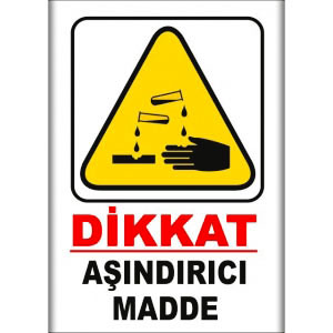 Asindirici Madde Saç Kesim Ebatli Uyarı Levhaları uyarı levhası