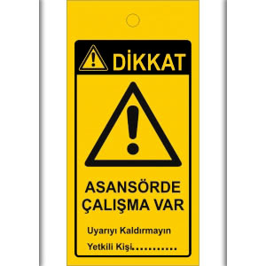 Dikkat Asansorde Çalışma Var Magnetli Uyarı Levha Satisi uyarı levhası