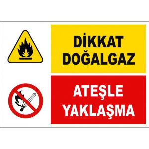 Dikkat Dogalgaz Atesle Yaklaşma Tehlike Tabelası uyarı levhası