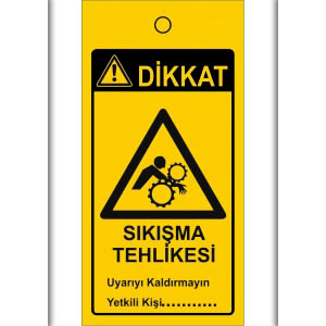 Dikkat Sikisma Tehlikesi Portatifli Mıknatıslı Uyarı İkaz Levhası uyarı levhası