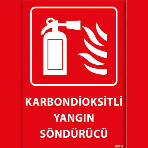 Karbondioksitli Yangın Söndürücü uyarı levhası